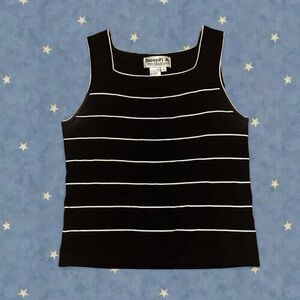 Joseph A Black and White Striped Tank Top